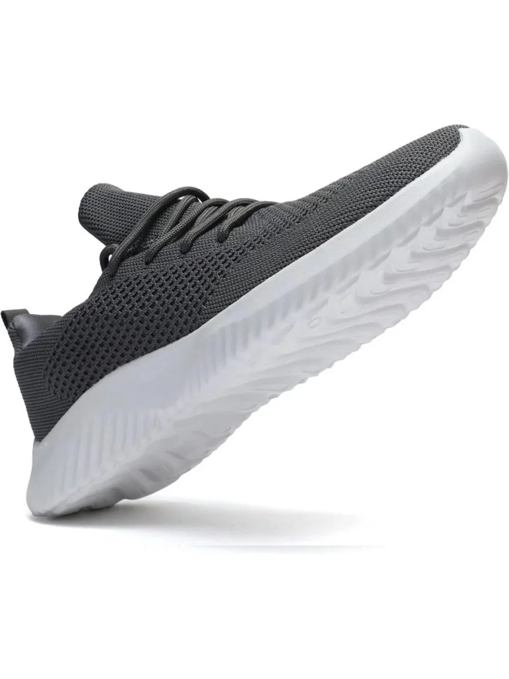 🆕Men's Grey White Slip on Walking Shoes Ultra Light Breathable Running Shoes
